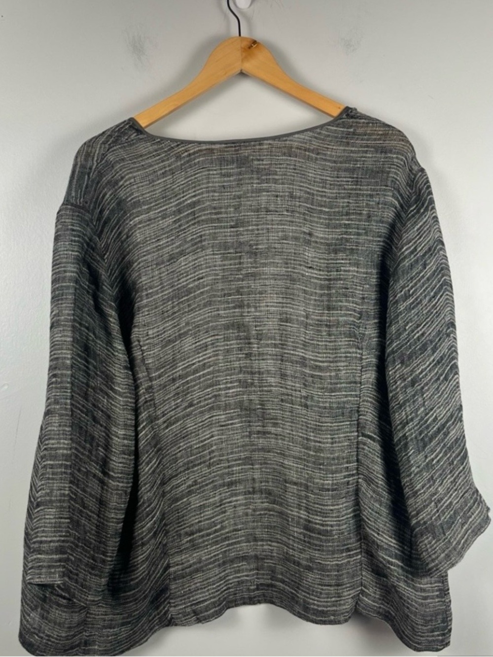 EILEEN FISHER Linen Gauze Open Front Lightweight Cardigan Gray Semi Sheer XL - Picture 6 of 6
